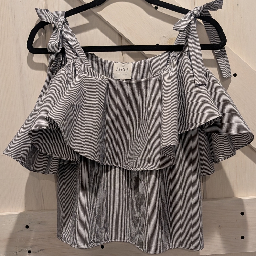 Misa Los Angeles Striped Off-Shoulder Blouse